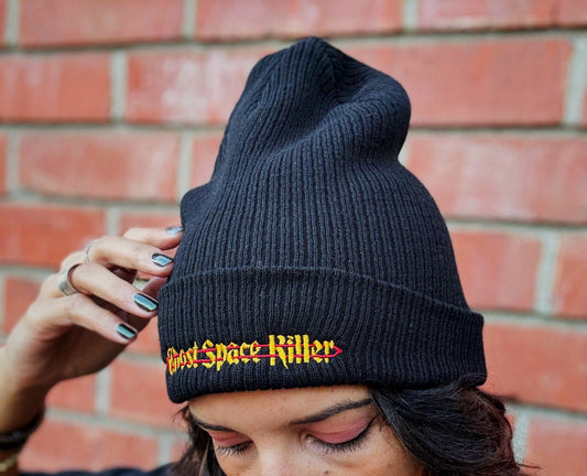 Ghost Space Killer | Embroidered Organic Cotton Ribbed Beanie