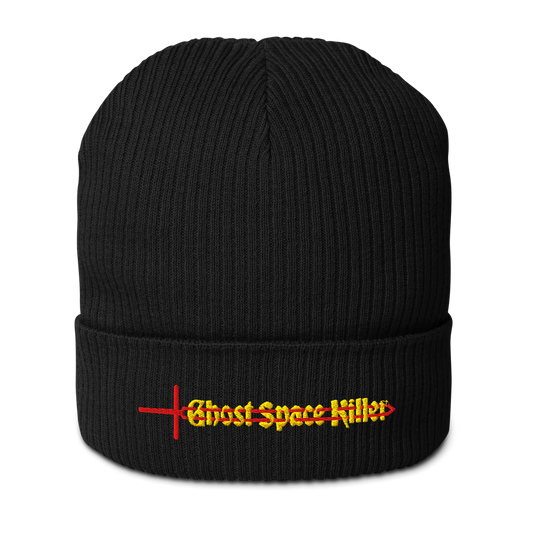 Ghost Space Killer | Embroidered Organic Cotton Ribbed Beanie